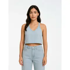 MOLGOA - Crop Top Denim Para Mujer - The Soul