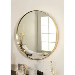 GENERICO - Espejo redondo dorado de 60 cm — Elegancia para tus espacios
