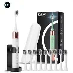 GENERICO - Cepillo dental eléctrico sónico 5 modos 10 repuestos BLANCO