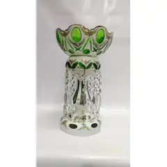 SIN ETIQUETAS - Florero Antiguo Cristal Bohemia Y Opalina 1900