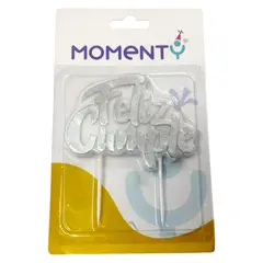 GENERICO - Vela Feliz Cumple Para Decoración Fiestas plateado