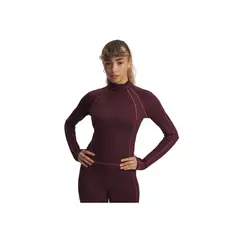 UNDER ARMOUR - Camiseta de Compresión Manga Larga Mujer CG TEXTURED 1/2 ZIP Rojo