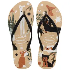 HAVAIANAS - Chanclas Sandalias Slim Pets Beige Perritos Mujer