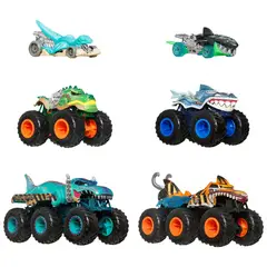 HOT WHEELS - Monster Trucks Vehículo Shark Vs Dino Multipack