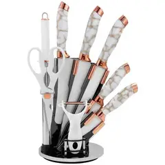 GENERICO - Set de Cuchillos Negro Tipo Marmol + 8 Piezas