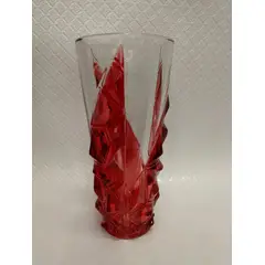 SIN ETIQUETAS - Florero Antiguo En Cristal Murano Italy Relieve Triangulos
