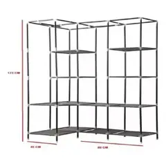 GENERICO - Closet Armario Portatil esquinero tela organizador gris 3 cuerpos