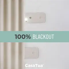GENERICO - Cortina Blackout 100% Anti Luz – Set de 2 Paños Beige.