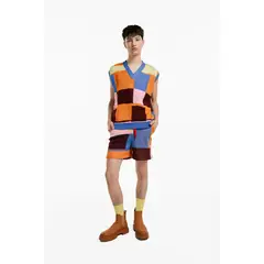 MAGLIONE - Chaleco Mosaico Cuello V con sisa