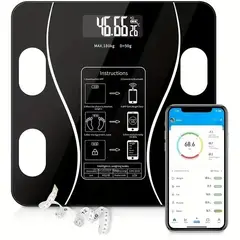GENERICO - Báscula Inteligente Digital Bluetooth con Vidrio Templado