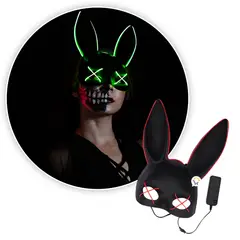 GENERICO - Máscara LED Conejo Media Cara Disfraz Halloween PG395NEON