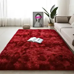 GENERICO - Alfombra de Peluche 200x150cm Roja Antideslizante Sala Oficina Habitación