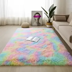 GENERICO - Alfombra de Peluche 200x150cm Arcoíris Antideslizante Sala Oficina Habitación