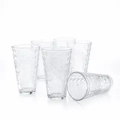 LIBBEY - Set de 6 Vasos en Vidrio Grabado Diamante