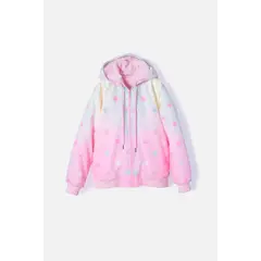 MIC - Chaqueta de con cierre y capucha multicolor para niña