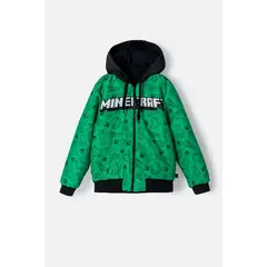 MINECRAFT - Chaqueta de con capucha verde y negra para niño