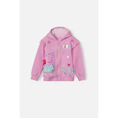 HASBRO - Buzo de Peppa Pig rosado abierto con capucha para niña 2T a 5T