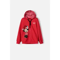 DISNEY - Buzo de Minnie Mouse con capucha rojo para niña