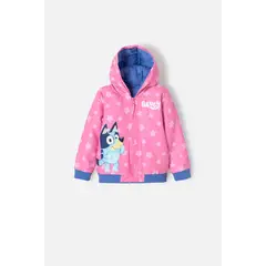 BLUEY - Chaqueta de rosada y azul con capucha para niña 2T a 6T