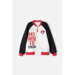 DISNEY - Chaqueta de Minnie Mouse con cierre blanco y rojo para niña