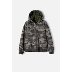MIC - Chaqueta de con cierre verde militar para niño