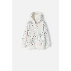 DISNEY - Buzo de Stitch marfil con capucha para niña 2T a 5T