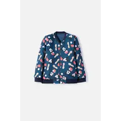 DISNEY - Chaqueta de Mickey Mouse azul oscura con estampado allover para niño 2T a 5T