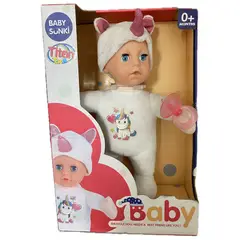 GENERICO - MUÑECA CON PIJAMA UNICORNIO CHUPETE Y SONIDOS
