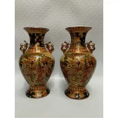 SIN ETIQUETAS - Anfora Florero Porcelana China Antigua 1930 Pintado Al Oleo
