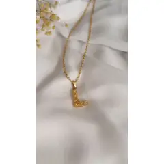 GENERICO - Cadena Letra L en bronce con baño en oro de 24kt - LETRA L