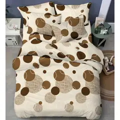 SIRENITAS - Juego de sabanas Cama Doble Beige Circulos Cafe