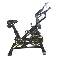 BM FITNESS - Bicicleta Spinning 329 Negro con Amarillo..