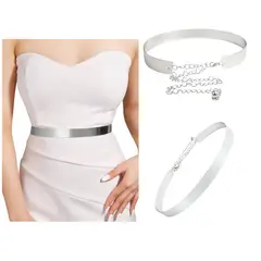 NEGRELI - CINTURON METALICO PLATEADO ELEGANTE