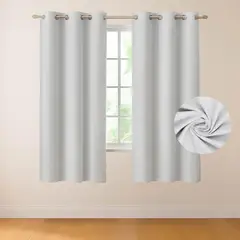 CASATUA - Cortina 100% Blackout 2 Paños Tipo Lino 107x160cm - Crema