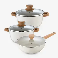 BERGNER - Set x6 piezas Naturally ollas 20 y 24 cm + Sartén Hondo 28 cm con Tapa