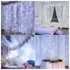MULTIPLACE COLOMBIA - Cortina de Luces de navidad decorativas para interiores 300X100 CM-