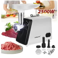 SOKANY - Molino Eléctrico Para Carne Maiz 2500w 6 en 1 Con Embutidor