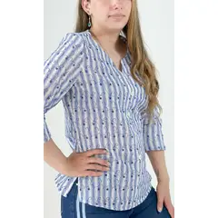 L Y H - Blusa Para Mujer Manga 34 Azul Marca L&H