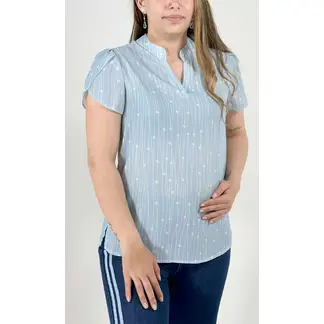 L Y H - Blusa Para Mujer Manga Corta Azul Marca L&H