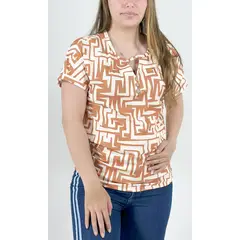 L Y H - Camiseta Para Mujer Manga Corta Beige Marca L&H