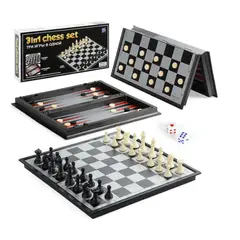 ZHOPI CO - Juego De Ajedrez Magnetico 3 En 1 Plegable Portatil