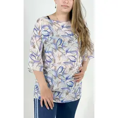 L Y H - Bluson Para Mujer Manga Corta Azul Marca L&H