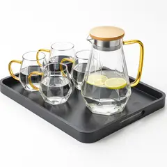 GENERICO - Jarra Vidrio 1 litro Ámbar Premium Vasos Set Moderno