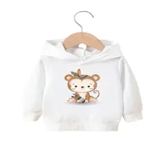 100 - Sueter Blanco De Bebe Con Miquito Tribal