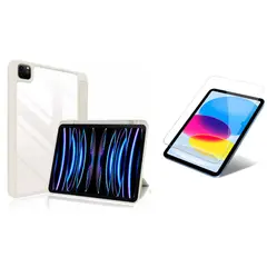 GENERICO - Forro Estuche Smart Case Clear Para iPad Air 11 m3 2025 gris + Vidrio