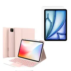 GENERICO - Funda Estuche Teclado Touchpad Para Ipad A16 2025 Rosa + Vidrio
