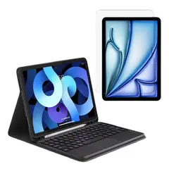 GENERICO - Funda Estuche Teclado Touchpad Para Ipad Pro 11 2024 M4 Negro + Vidrio