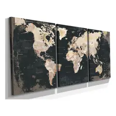 GENERICO - Decoración Vintage para Pared Mapamundi Tríptico Grande