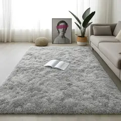 GENERICO - Tapete Alfombra Peluda 200x150cm Gris Sala Habitación Oficina