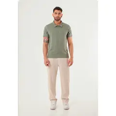 BELIFE - Camiseta polo verde para hombre